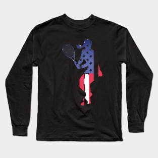 US Open Tennis USA Flag Silhouette Long Sleeve T-Shirt